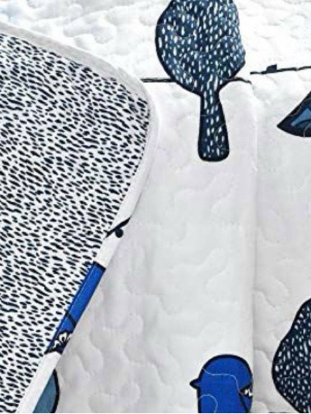 Blue Bird Pattern Quilted Throw Blanket - Picture 2 of 3